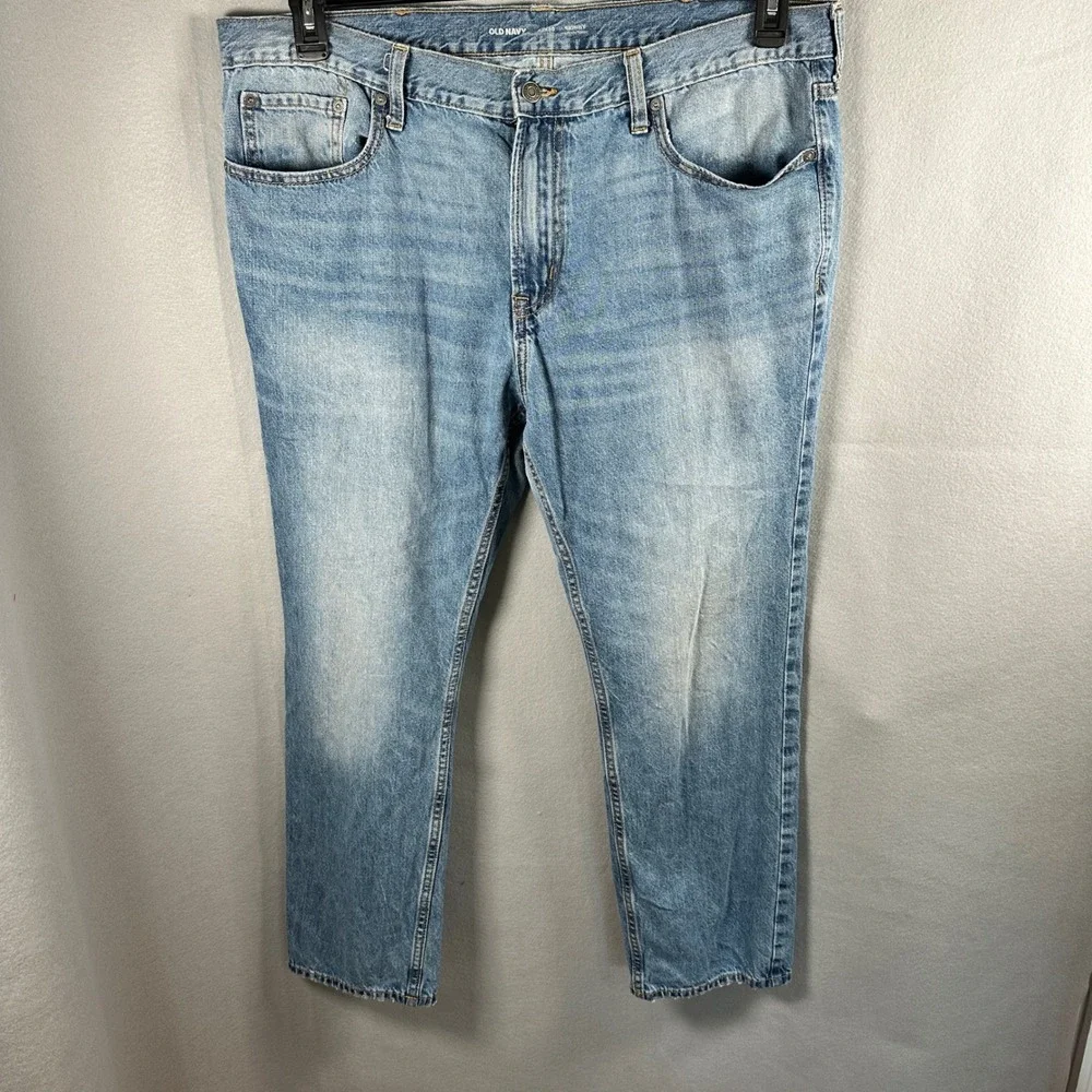Old Navy Jeans Mens 42x30 Blue Skinny Built-In Tough‎ Denim Casual distressed